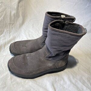 Lands End Gray Suede Side zip Boots Size 8.5 medium 05455